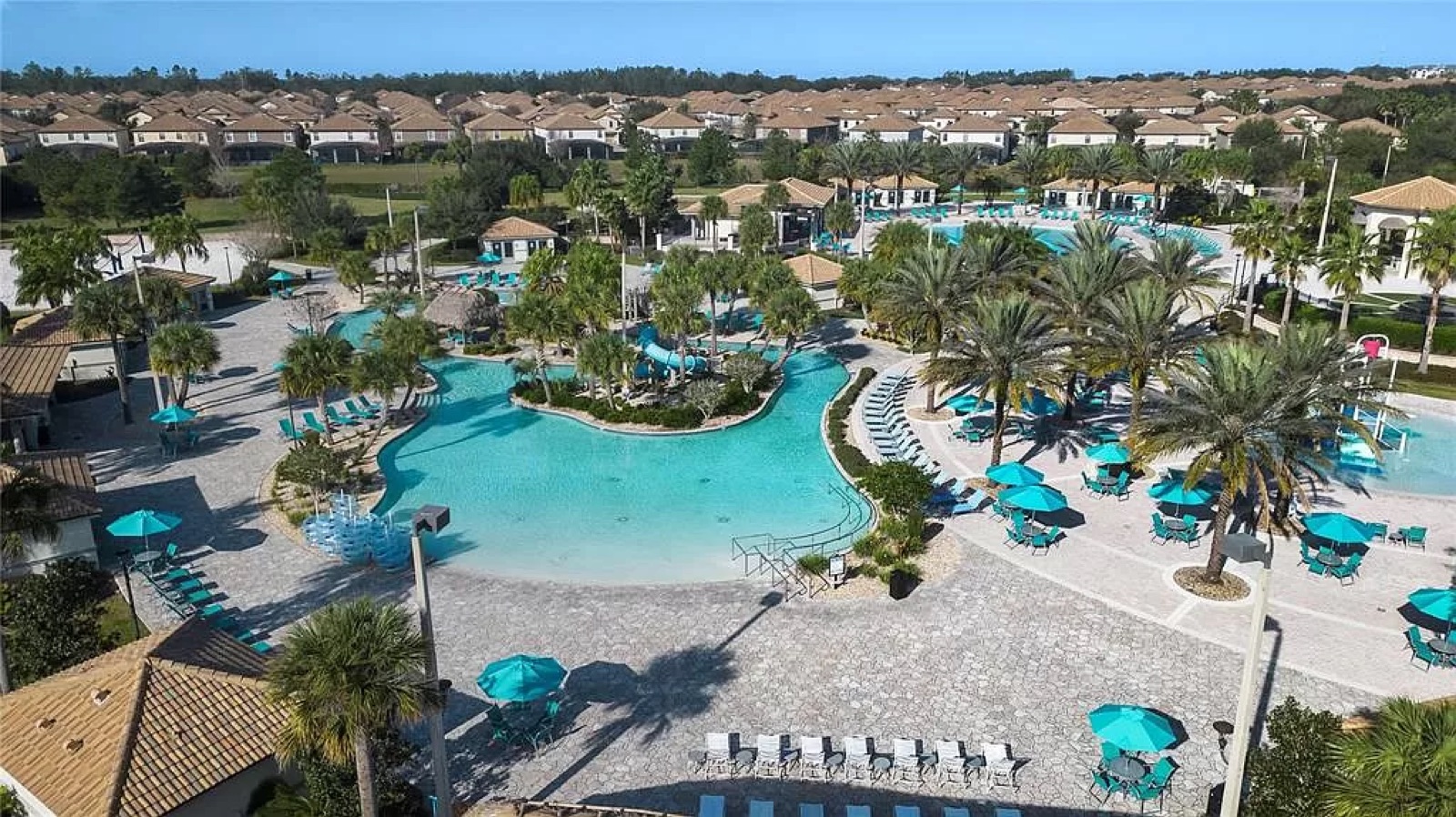 Resort lagoon pool with beach entry